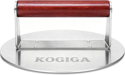 Prensa hamburguesas acero inox 8.5pulg mango madera