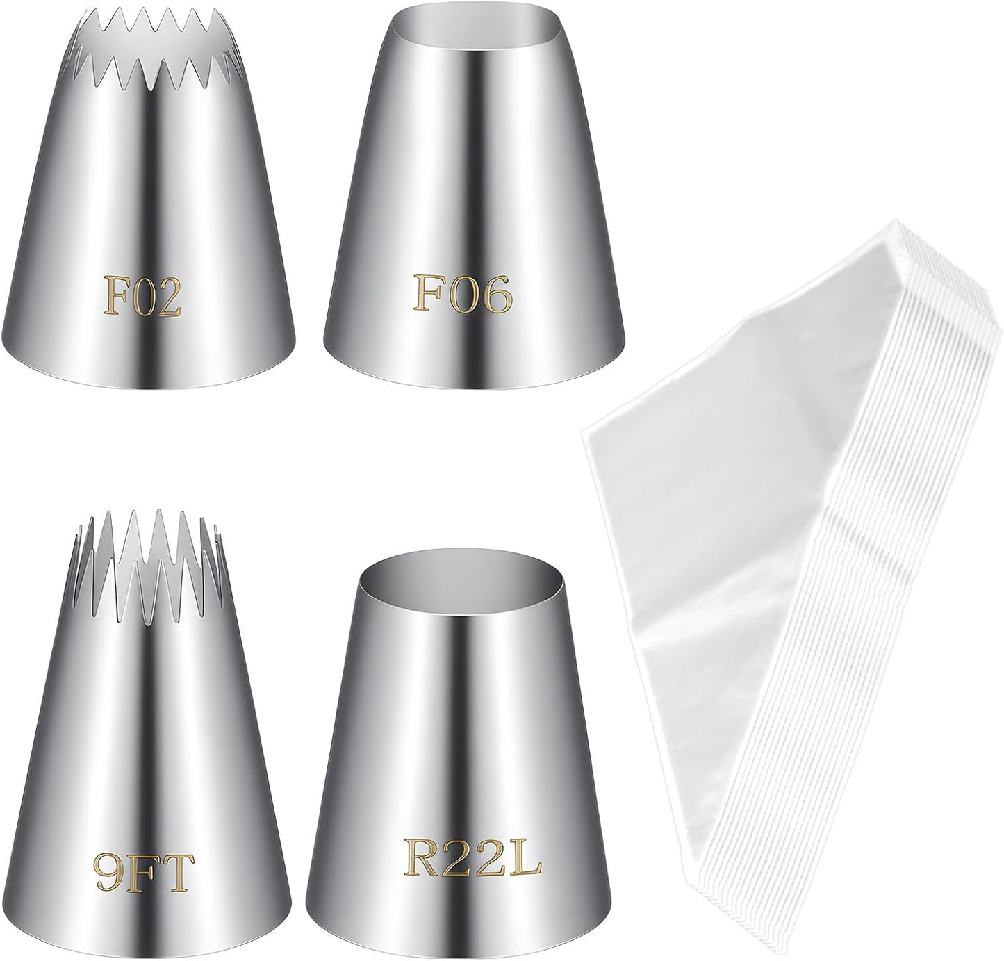 Set 4 Puntas Pastelería Acero Inox para Glaseado Churros