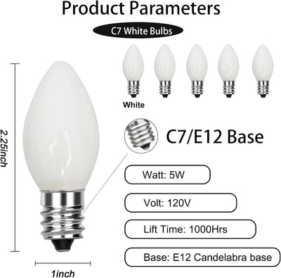 25 Bombillas C7 Blancas Incandescentes Cerámica Base E12