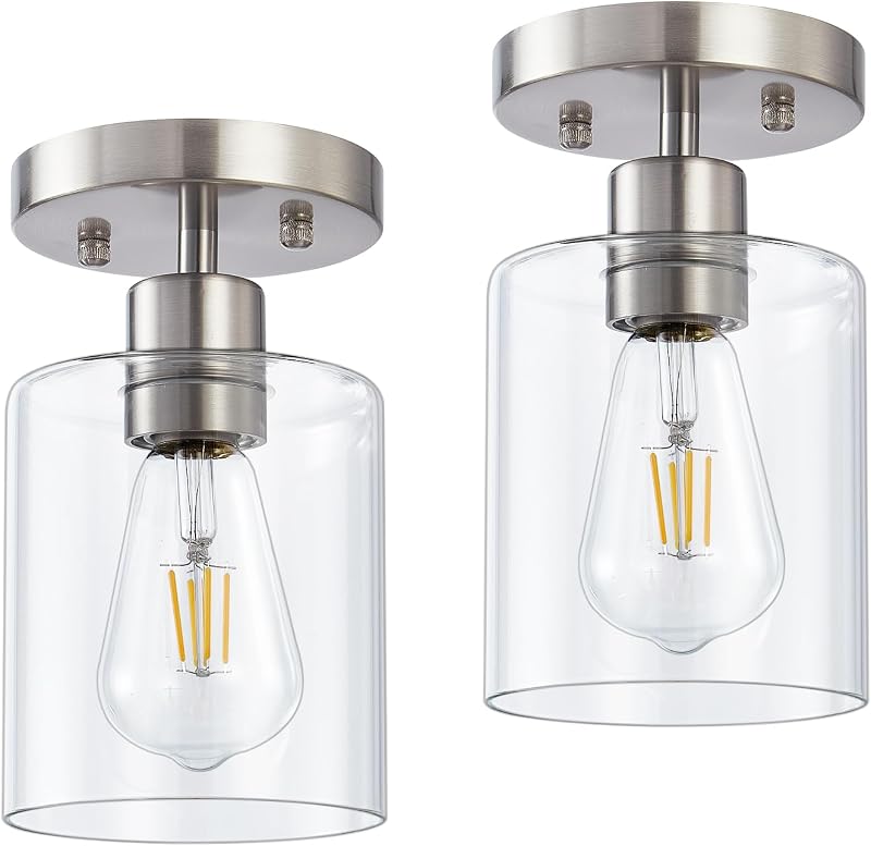 Lámpara techo empotrado 1 luz níquel cepillado cocina