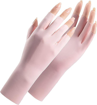 Guantes protección solar mujer seda helada medio dedo verano