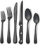 Set 24 Pzas Cubiertos Acero Inox Negro Pulido Espejo