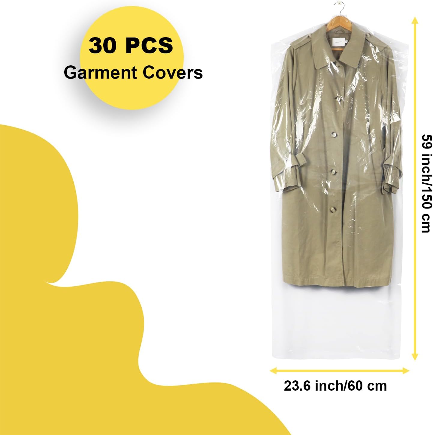 30 Bolsas Plástico Transparente 59" para Ropa