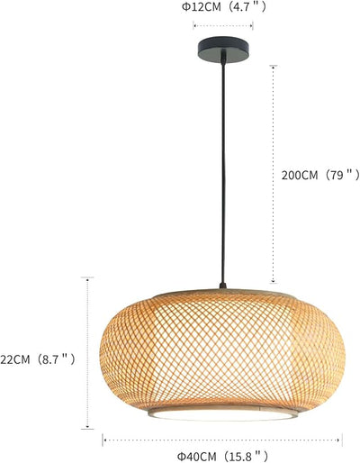 Lámpara colgante bambú estilo campestre bohemio para comedor
