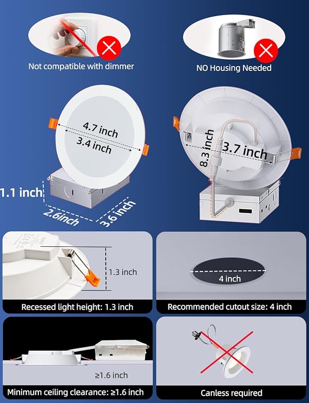 Luces LED empotradas 4pulg cambio color pack 6