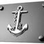 Emblema 3D barco azul placa acero inox 12x6pulg cromado negro
