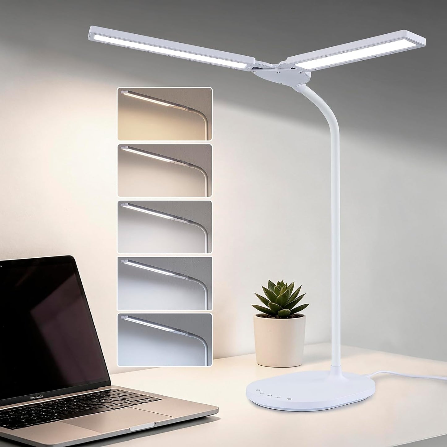 Lámpara escritorio LED plegable 180° 2400 lux 5 modos color