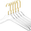 Perchas acrílico transparente 15pulg set 5 ganchos dorados mate