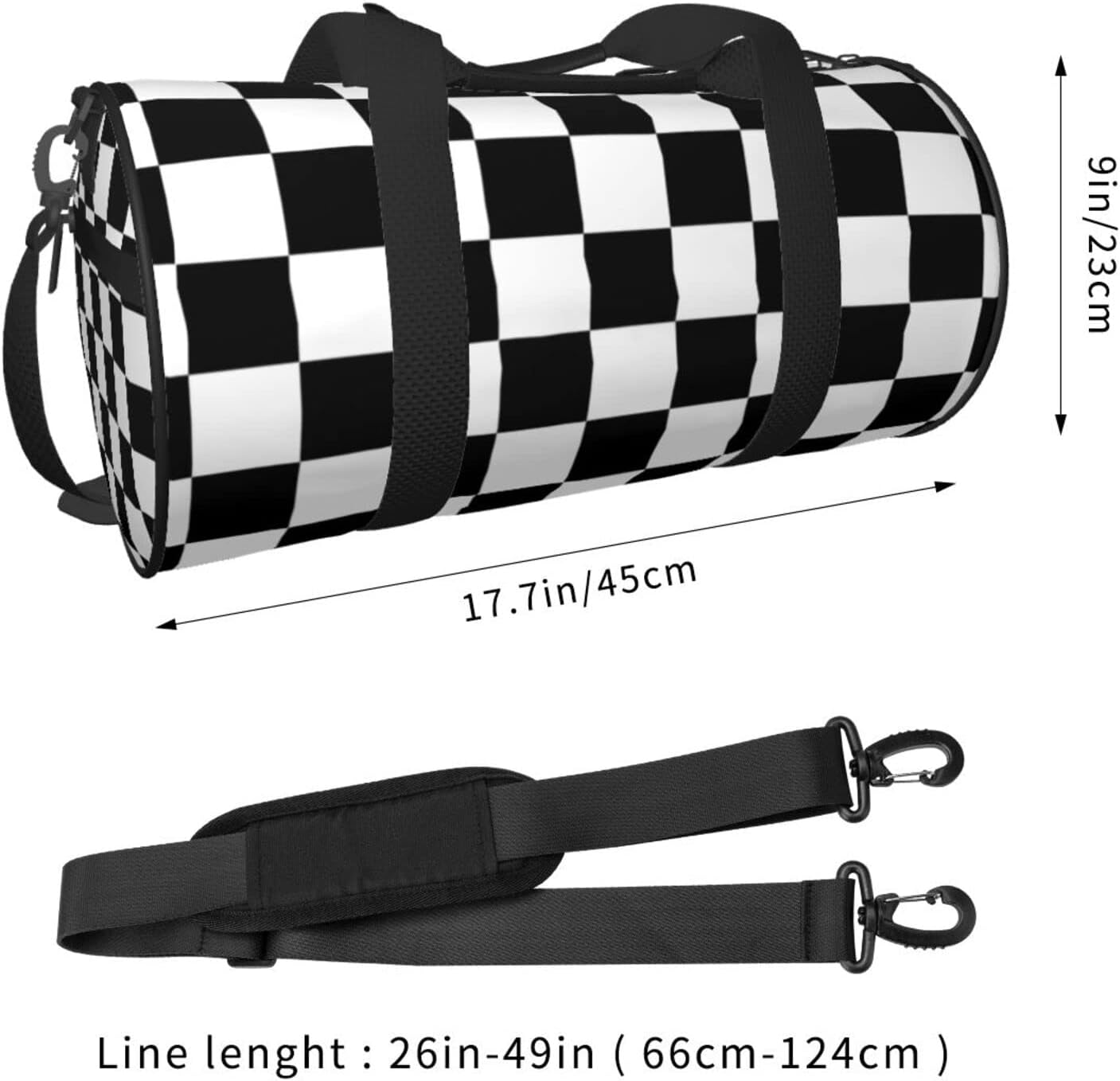 Bolsa deporte plegable para gimnasio yoga negro blanco