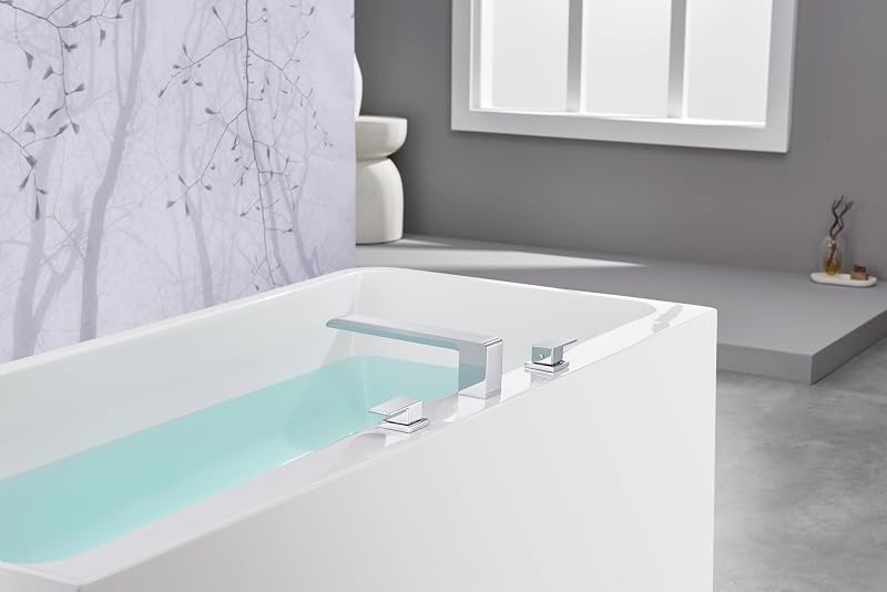 Grifo bañera minimalista cuadrado 2 manijas 11pulg cromado