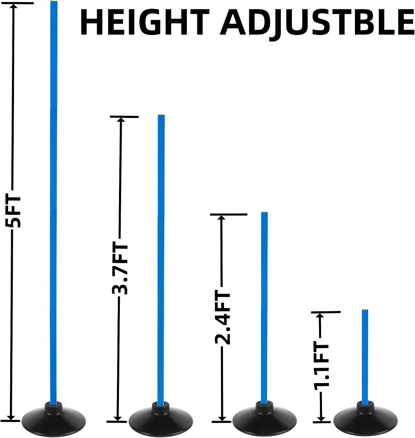 6 Pzas Poles Entrenamiento Agilidad 5ft con Base Goma