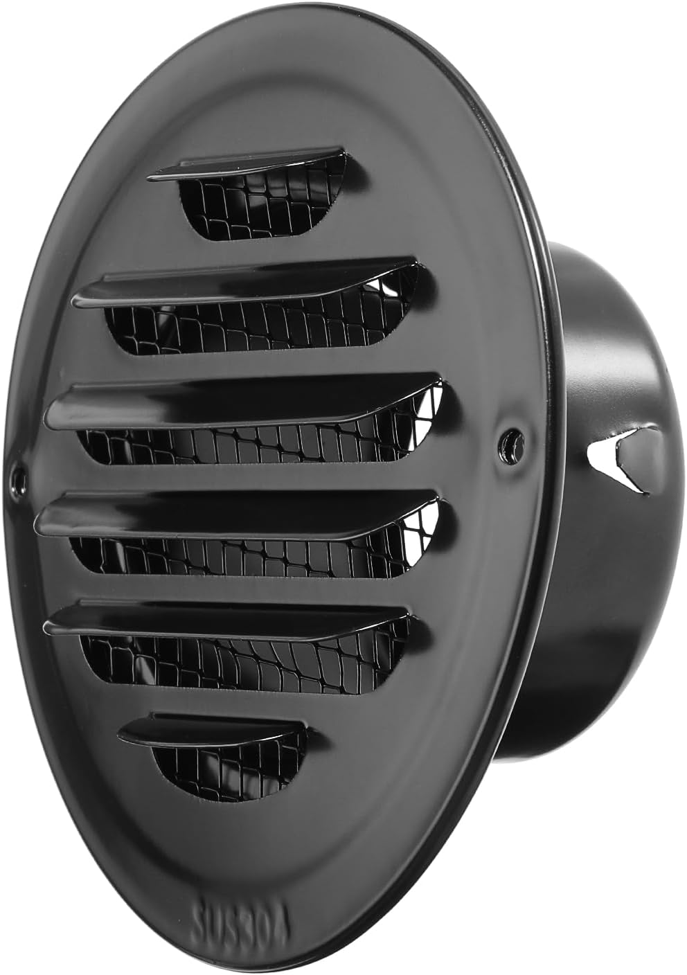 Ventilación aire redonda acero inox 3pulg cubierta negra malla fina