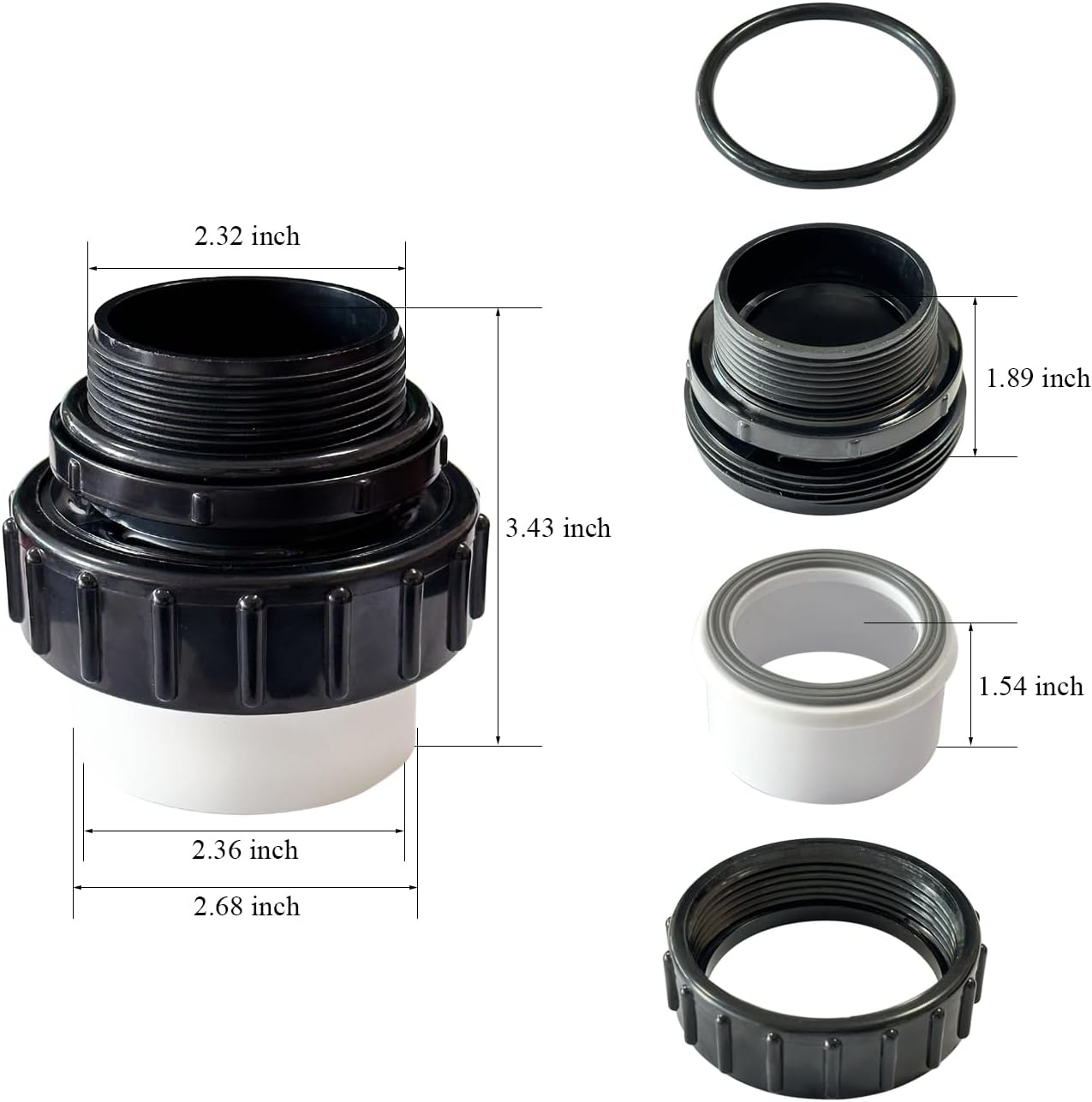 2 Uniones MIP x PVC 21063-200-000 para Bombas Piscina