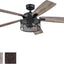 Ventilador techo 52" con luz LED 5 cuchillas gris y marrón
