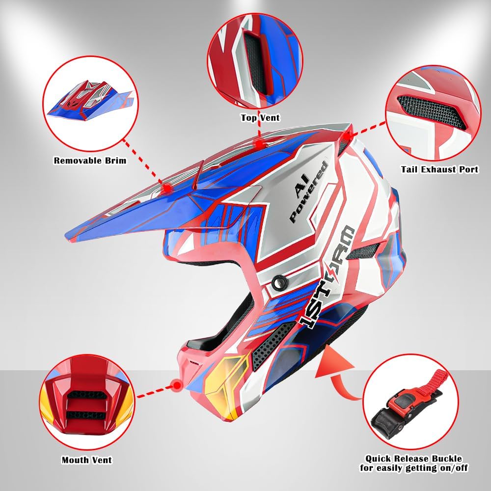Casco motocross para niños ATV BMX Dirt Bike azul