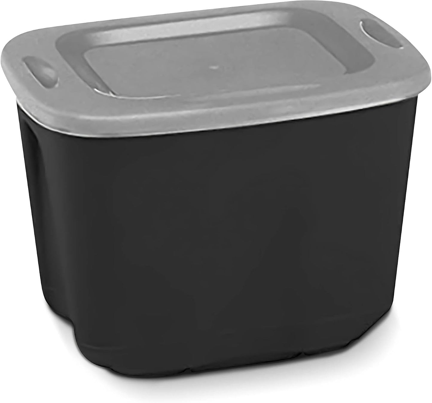 Contenedor plástico 10gal negro/plateado apilable