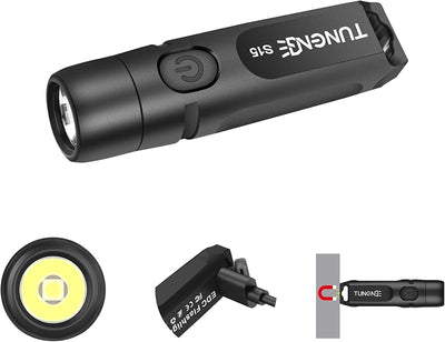 Linterna llavero USB C 650lúmenes recargable imán negro