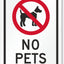 Letrero No Pets aluminio 7x10 negr/rojo sobre blanco