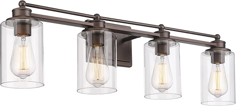 Lámpara pared baño 4 luces bronce aceitado vidrio