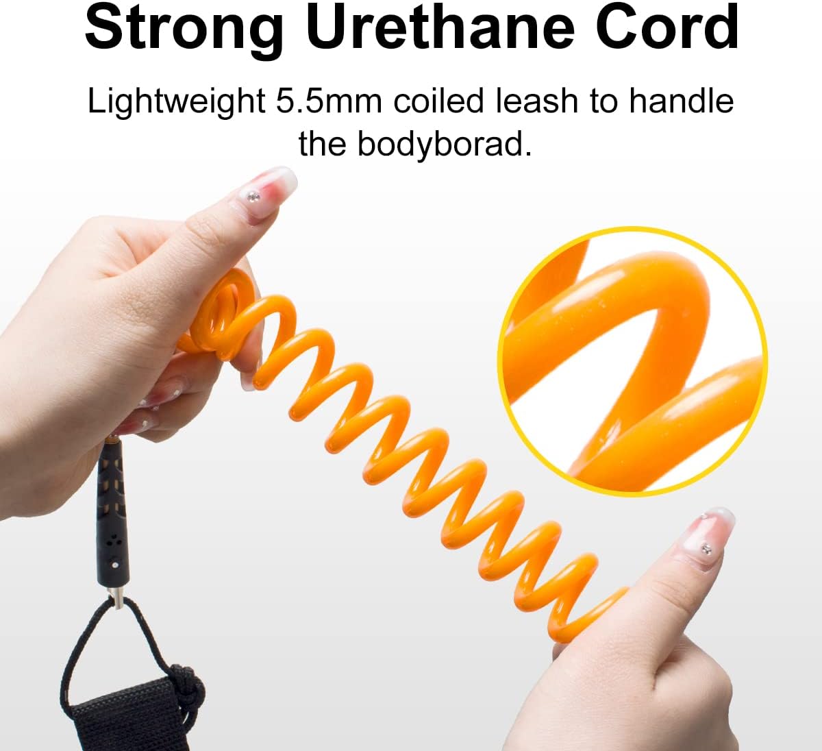 Correa bodyboard premium en espiral con enchufe