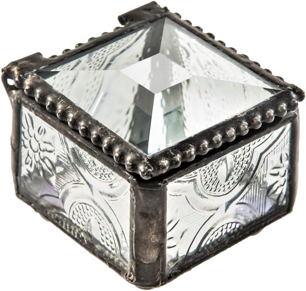 Caja anillo vitral Joyero vintage transparente