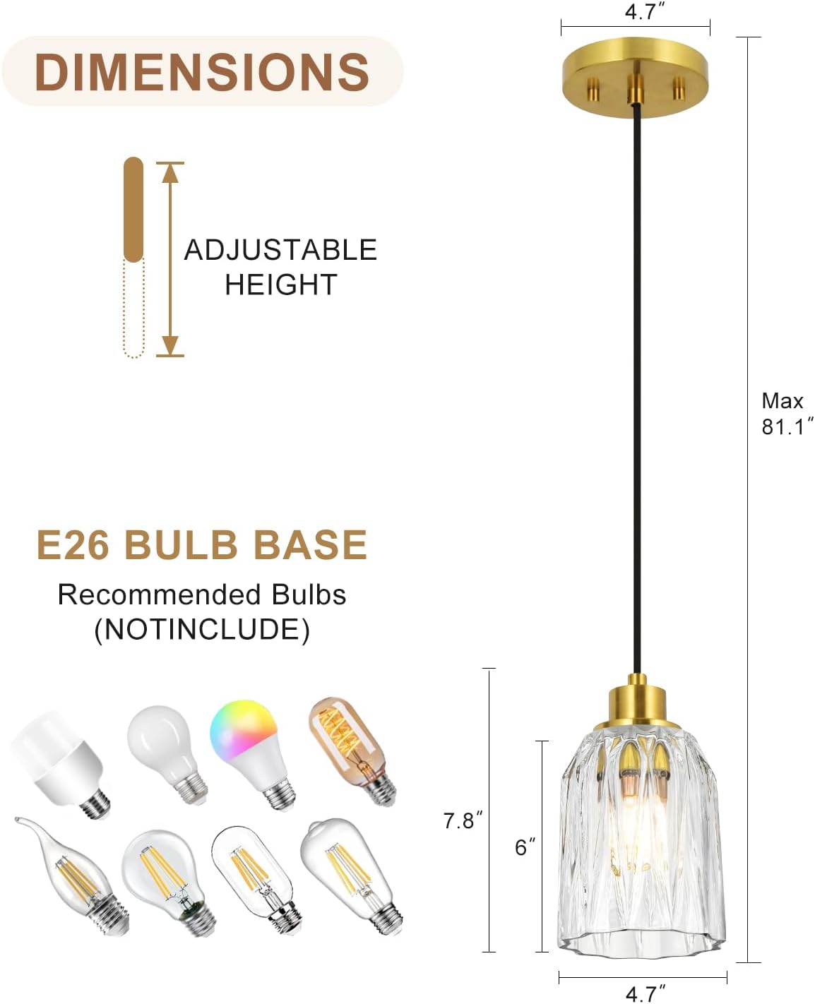 3 Pzas Lámpara Colgante Moderna Vidrio Dormitorio Sala
