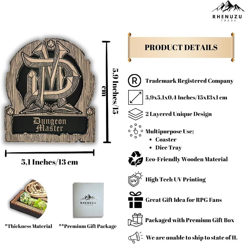 Bandeja dados D&D con posavasos madera set regalo