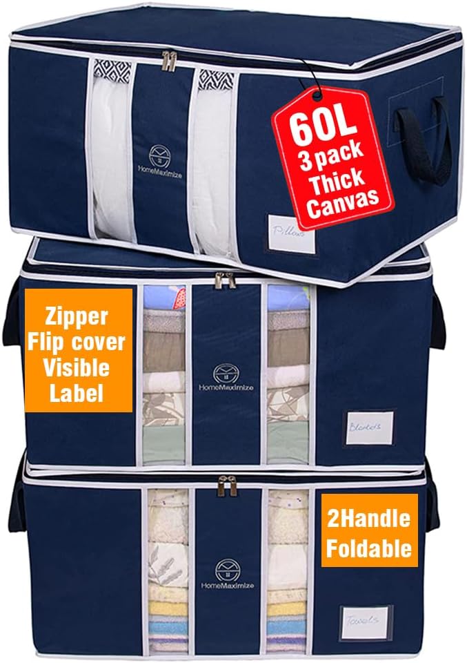 Organiz. bolsas ropa mantas edredones set 3 azul
