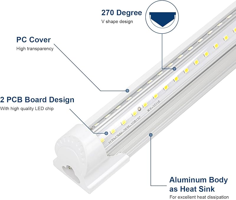 4 Luces LED Taller 4ft 42W 5000K 6300LM Montaje Colgante