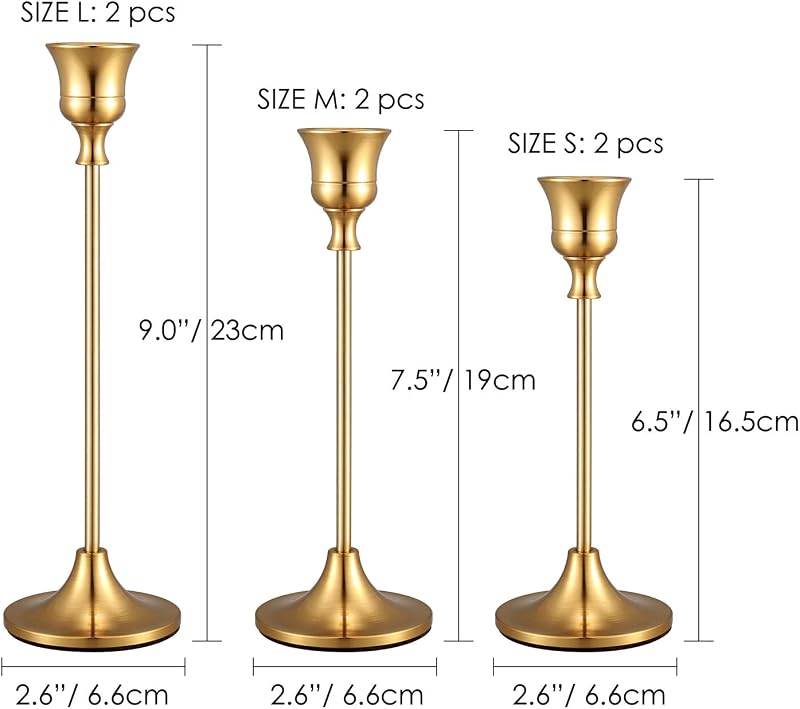 Set 6 portavelas latón dorado decorativo mesa