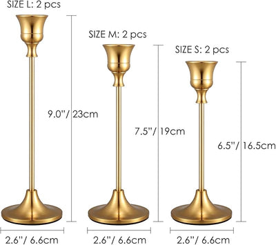 Set 6 portavelas latón dorado decorativo mesa