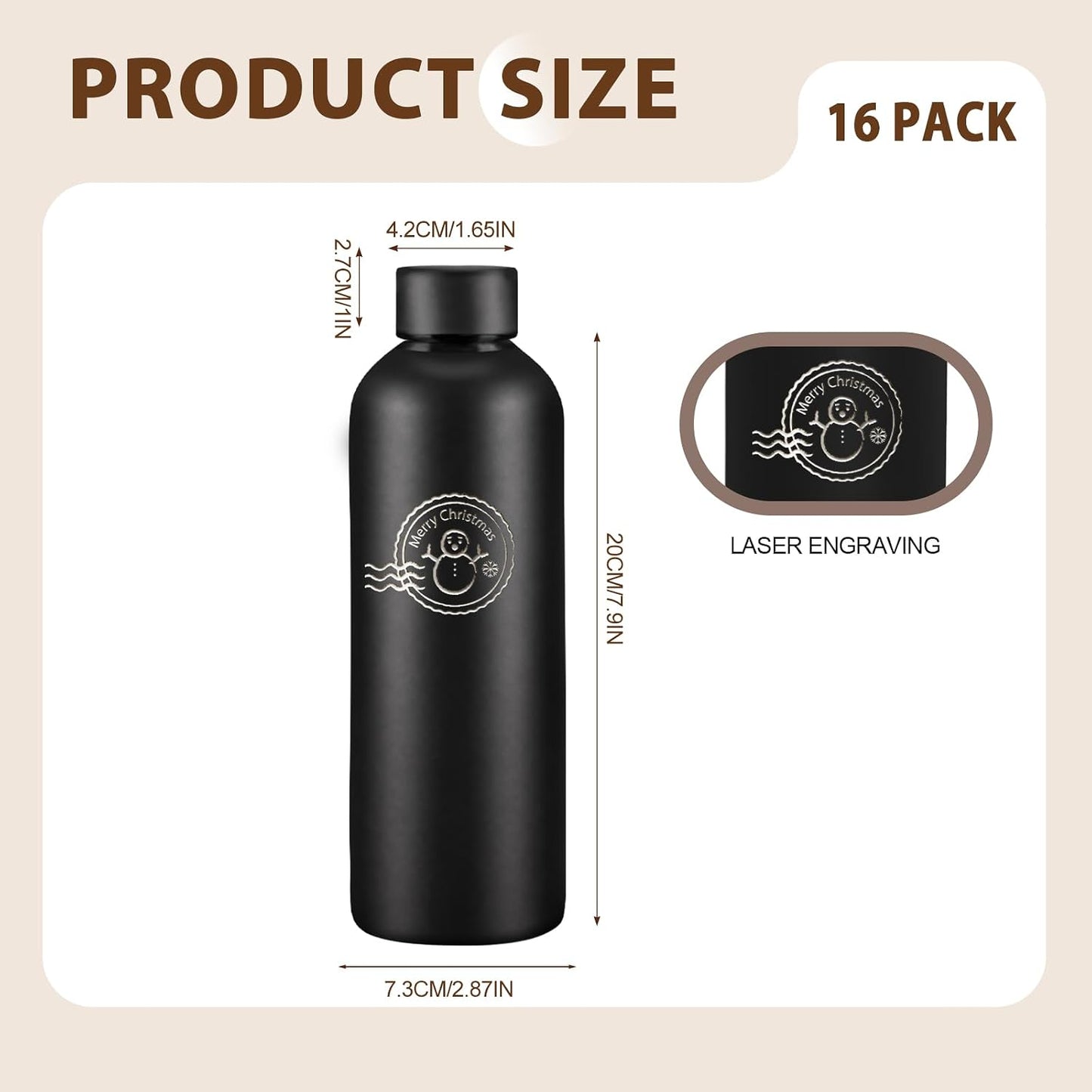 16 Botellas Agua Aisladas Acero Inox 17oz Doble Pared Blanco