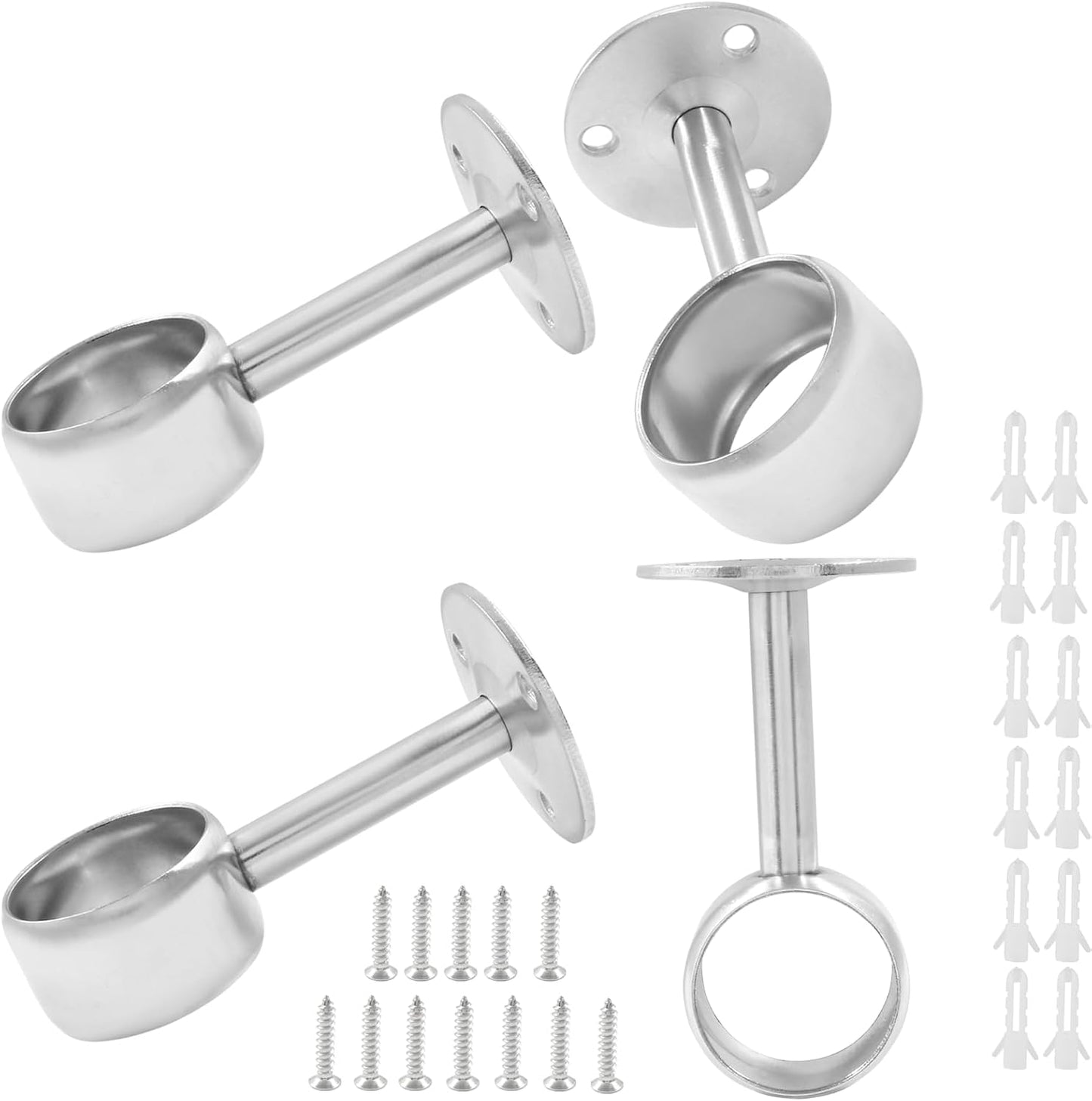 4 Soportes Acero Inox Barra Armario 1.25" Resistente
