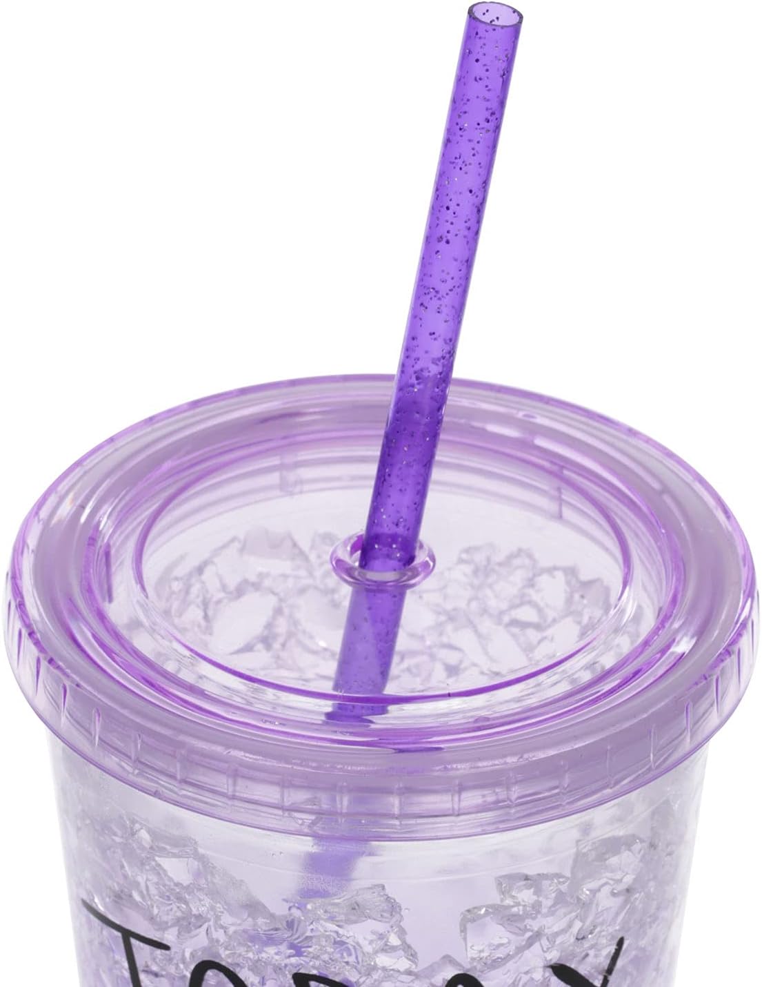 12 Pzas Popotes Reutilizables 11pulg Purpurina Morado