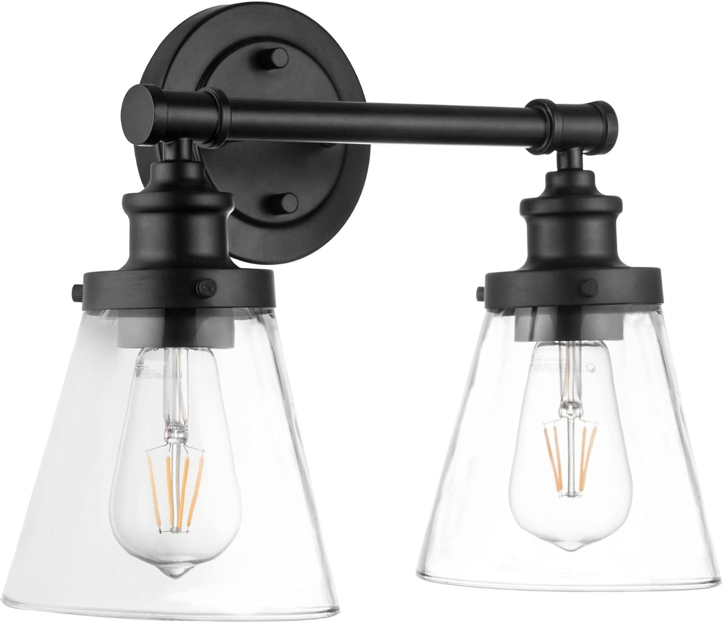 Lámpara baño 2 luces cristal transparente negro mate