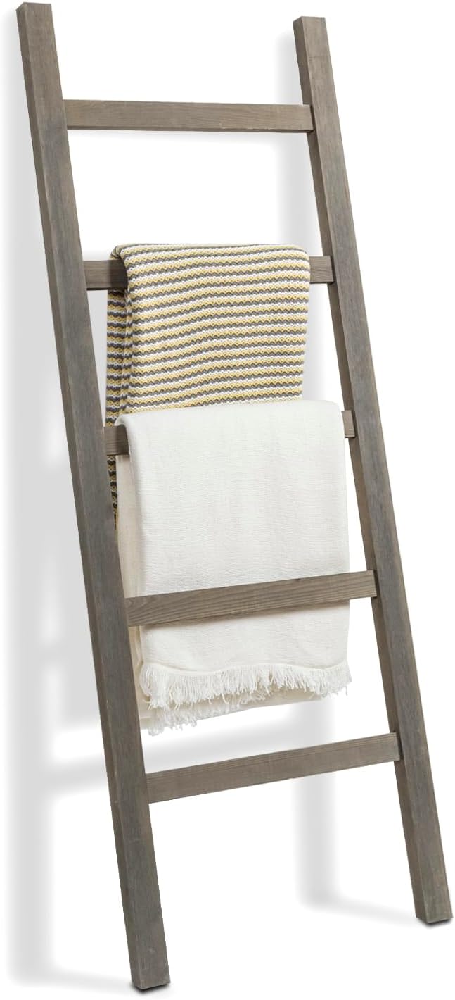 Escalera madera 54" toallero pared 5 niveles gris