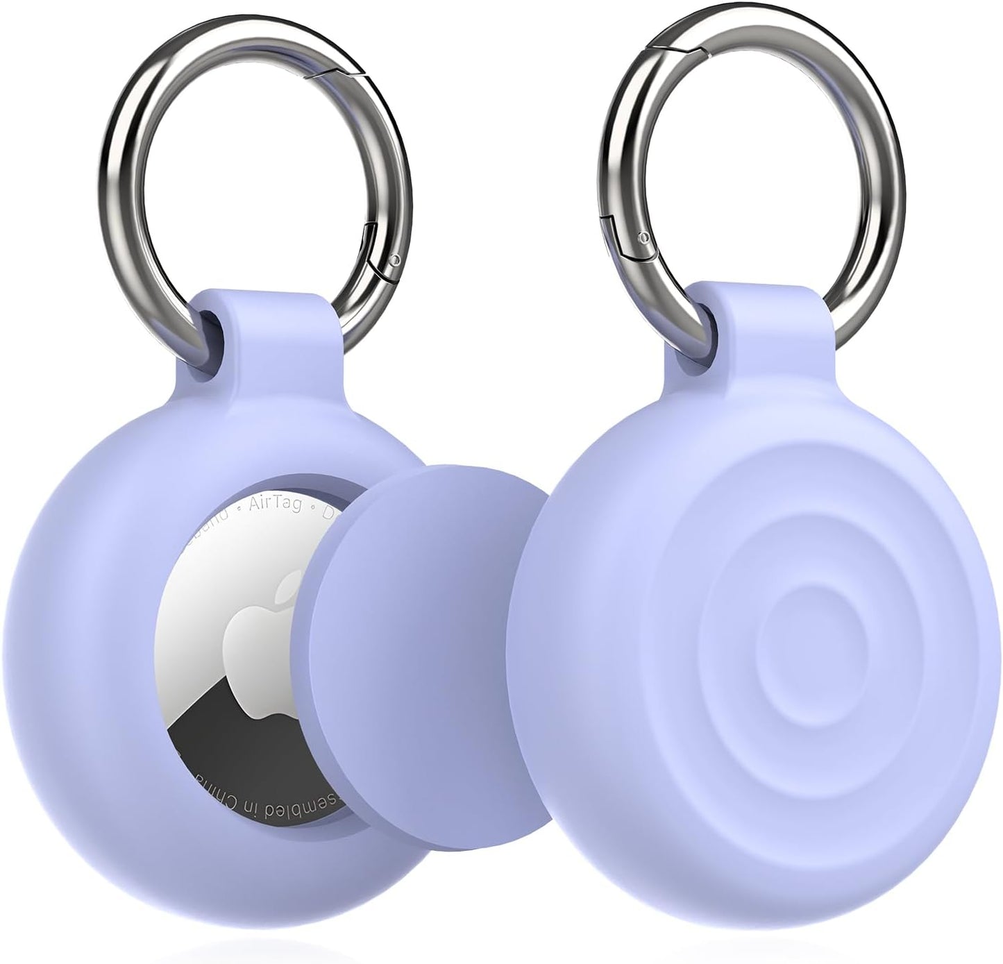 Llavero con funda Airtag 2 pzas silicona anillo púrpura