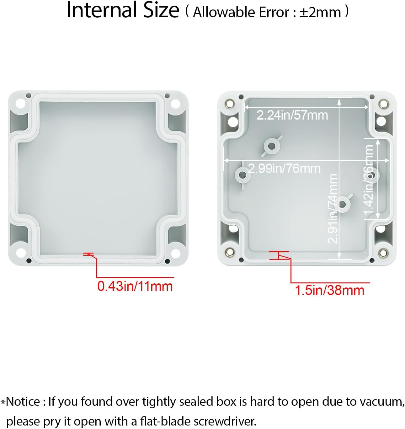 Caja eléctrica plástico IP65 83x81x56mm 2 Pzas