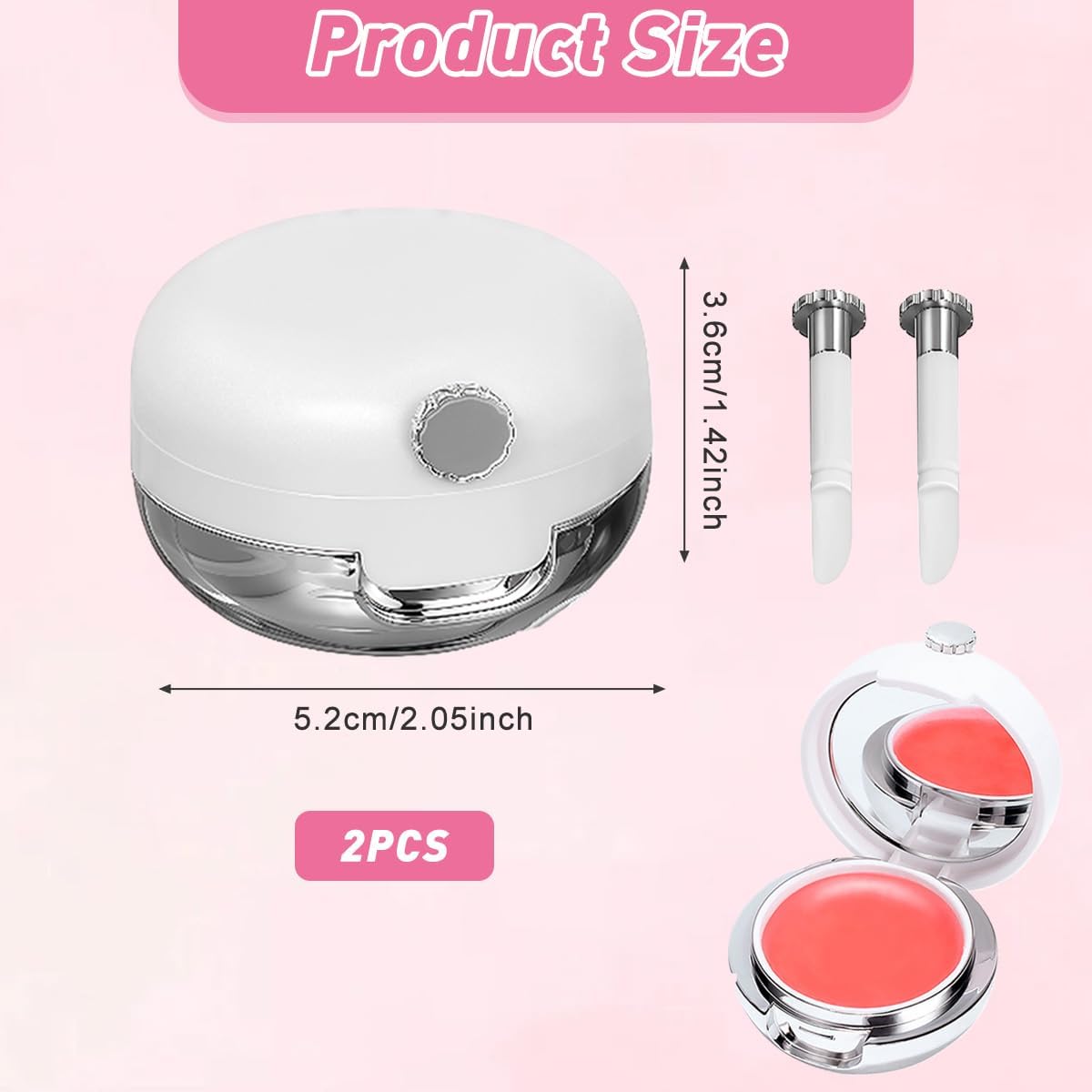 2 Tarros Balsamo Labios Vacios Blanco 13g con Espejo