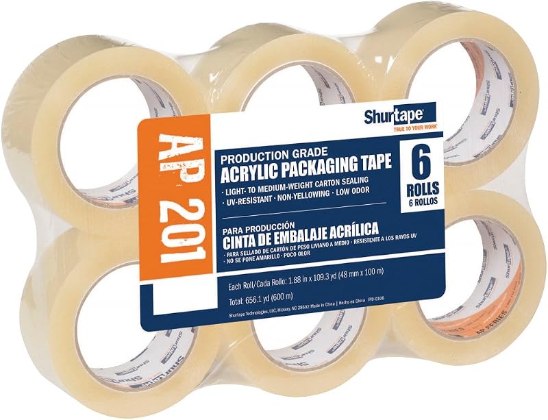 Cinta embalaje transparente rollo 1.890pulg 328.1pies set 6