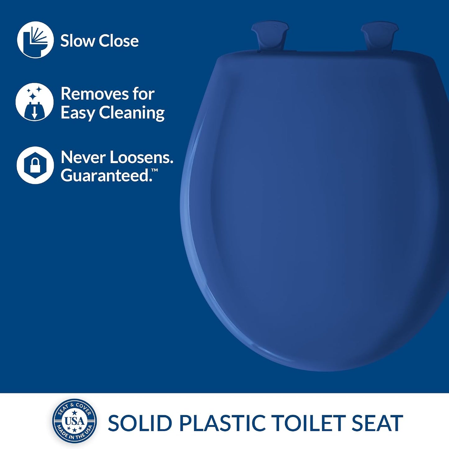 Asiento inodoro cierre lento plástico duradero color azul