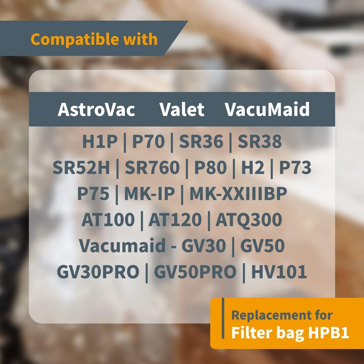Bolsas vacío repuesto para AstroVac 3PK y Vacumaid
