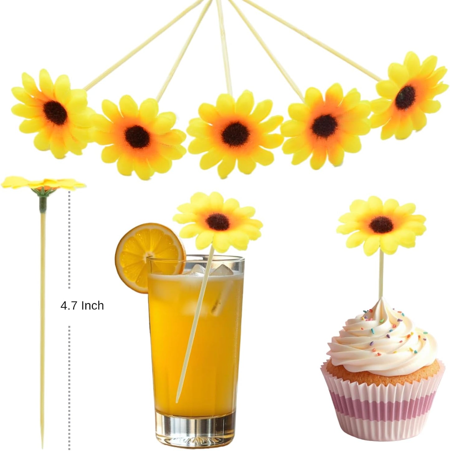 100 Palillos Bambú Brochetas Aperitivo 4.7pulg Girasol