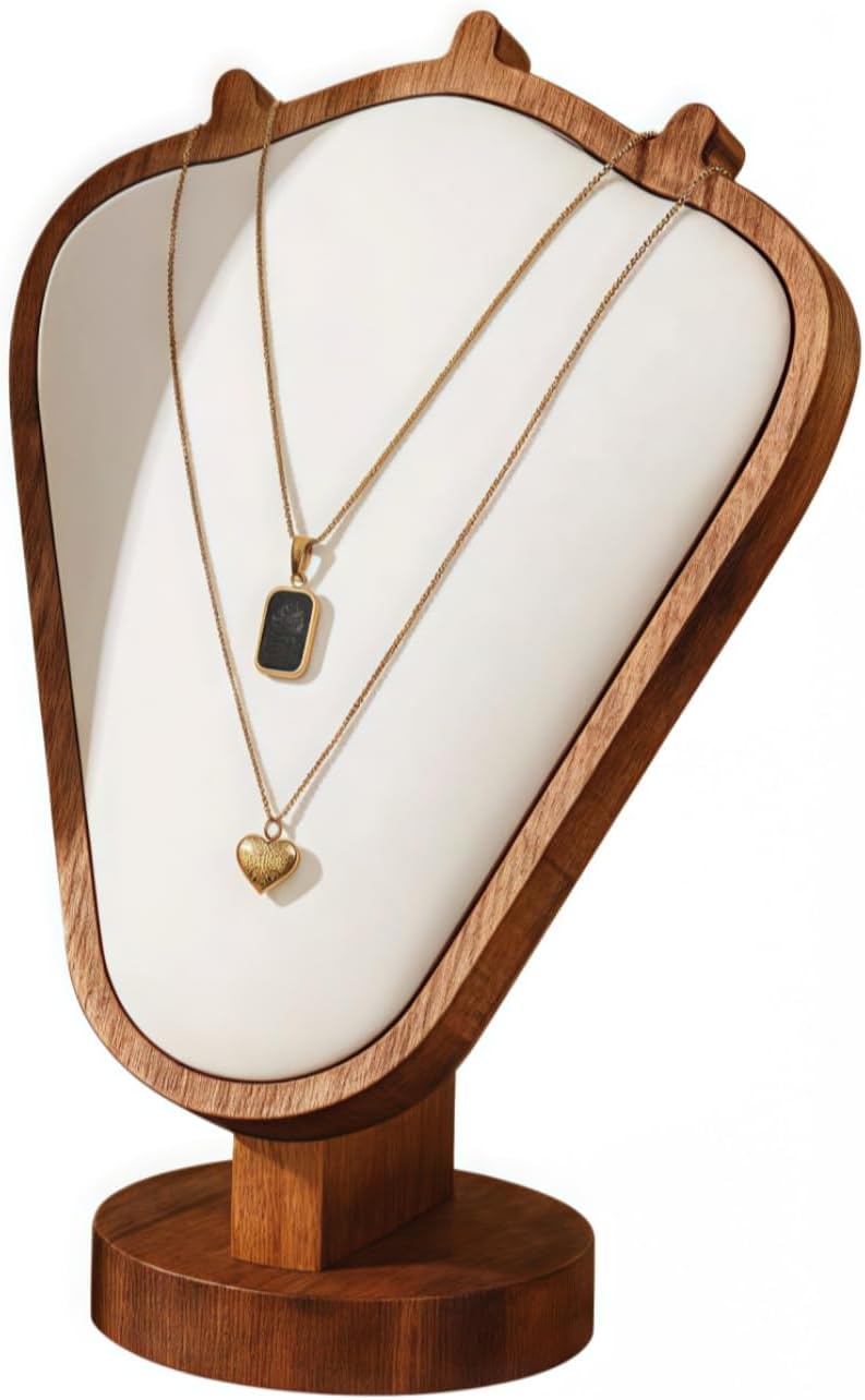 Soporte collares madera nogal tapete cuero escritorio
