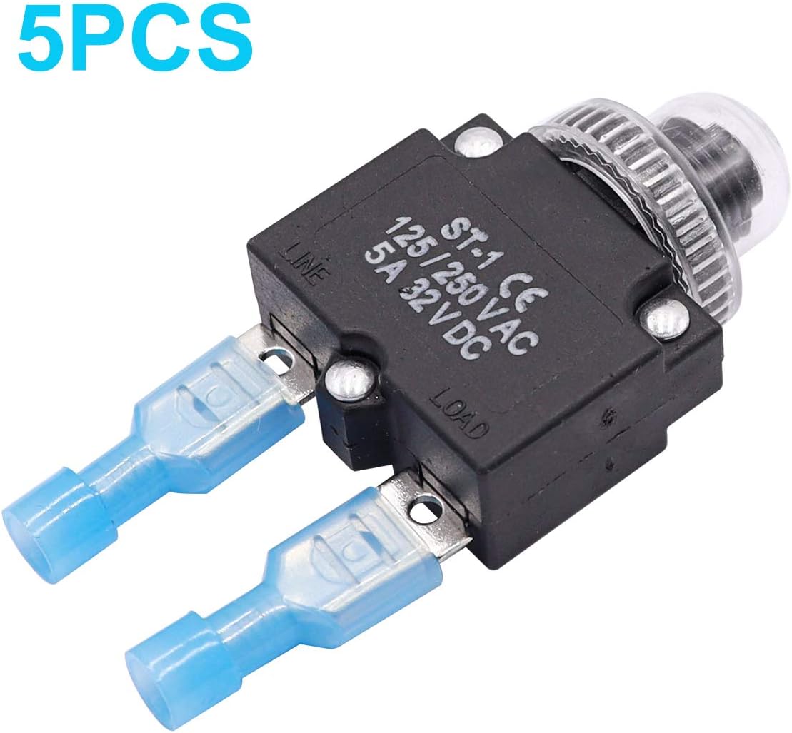5 Interruptores Automáticos 5A 125V CA con Reinicio Manual