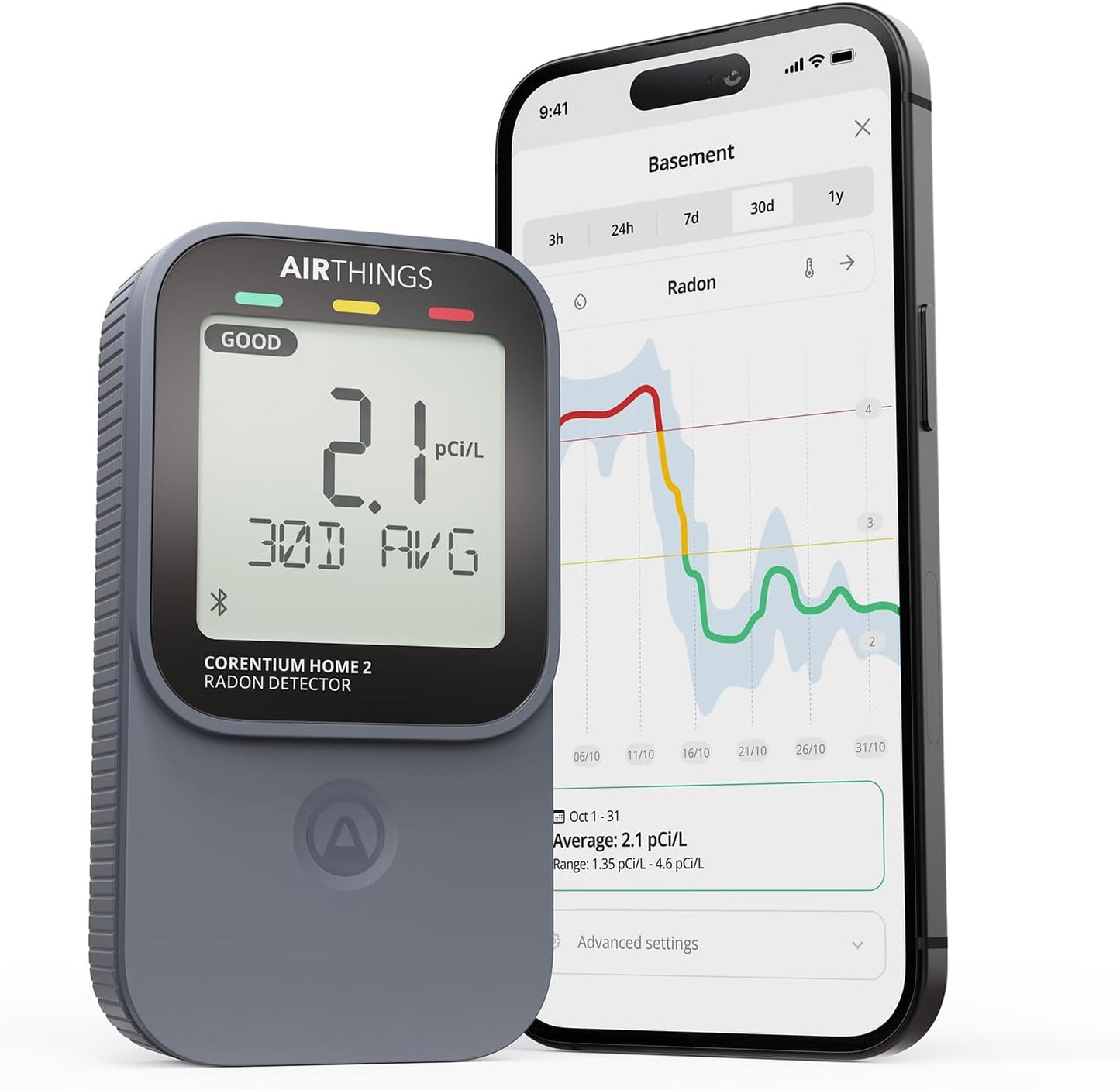 Detector radón inteligente Corentium Home 2 Bluetooth
