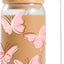 Taza de vidrio de mariposa rosa con tapa y pajita 16 oz linda regalo kawaii