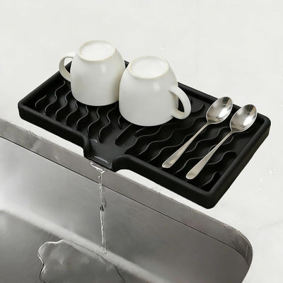 Tapete para secar platos de silicona negro antideslizante 10 x 5.5 pulgadas