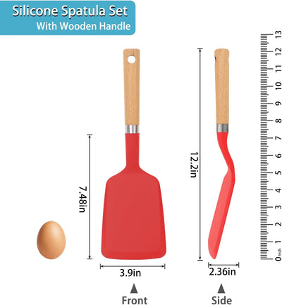 Espátula silicona para cocina antiadherente con mango madera