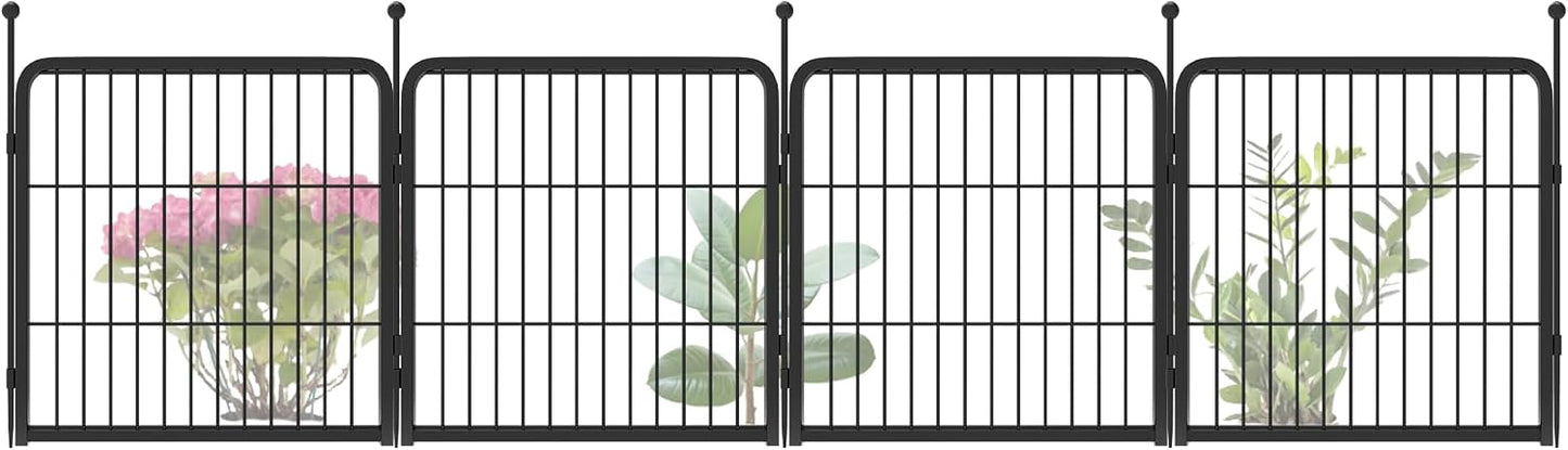 Valla jardín metálica 24pulg x 7.4ft 4 paneles negro